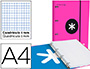 Carpeta Liderpapel Antartik A-4 4 anillas 40 mm. con recambio c/5 mm. y solapa rosa flúor